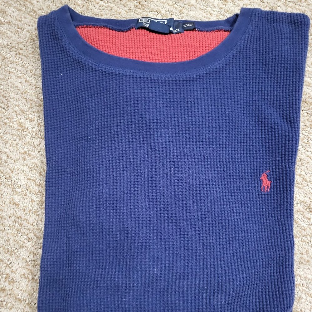 Long sleeve waffle knit shirt